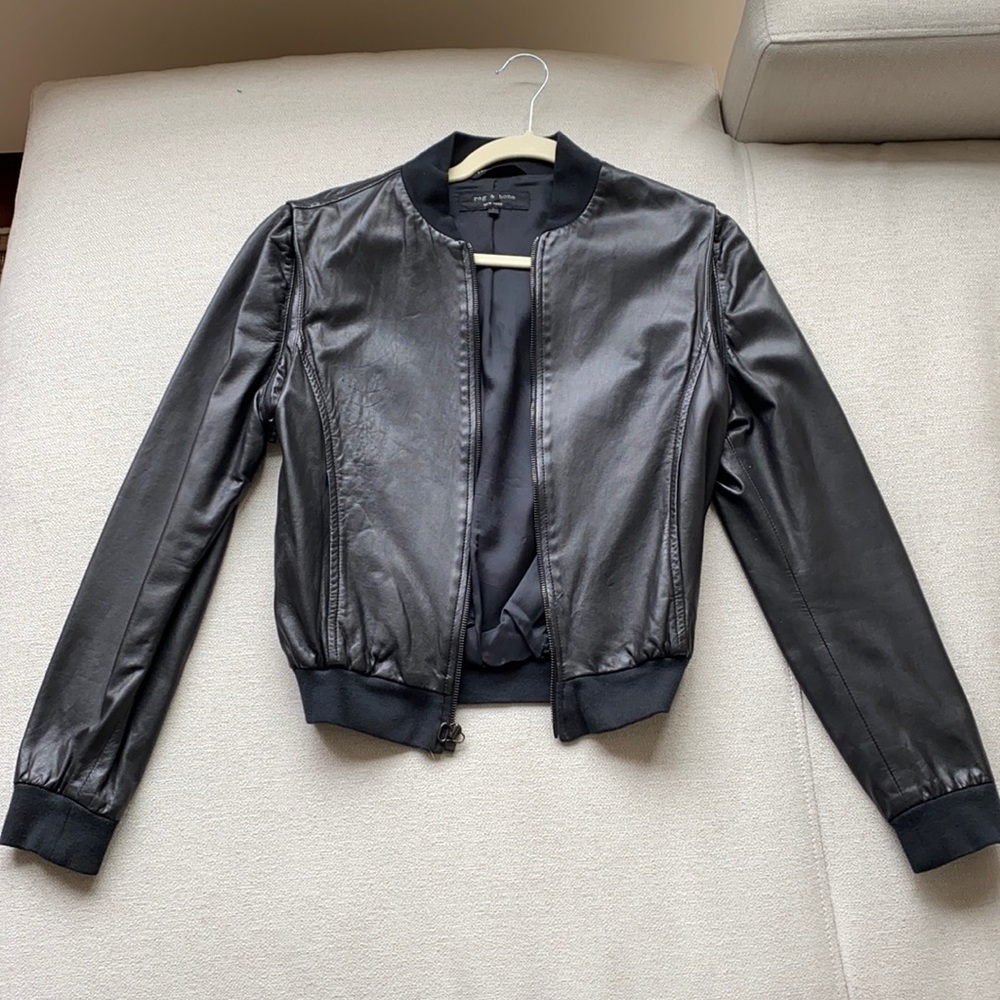 rag & bone Leather Jacket with Detachable Sleeves